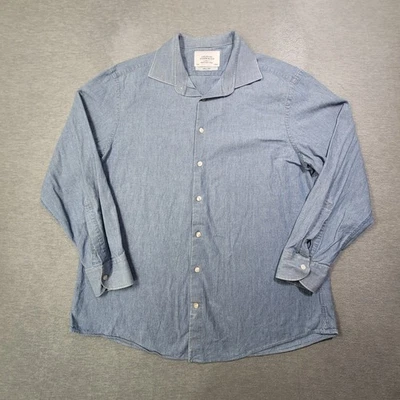 Charles Tyrwhitt Shirt Mens 17-33 Blue Chambray Slim Fit Button Up Casual - Image 1 of 4