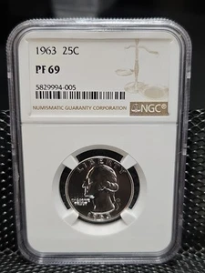 1963 Washington Quarter Proof NGC PF69 Coin 25C - Picture 1 of 2