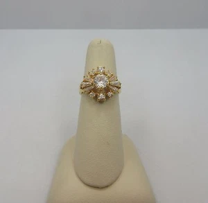 Sterling Silver round CZ cluster Anniversary Band 925 engagement RING size 7 - Picture 1 of 8