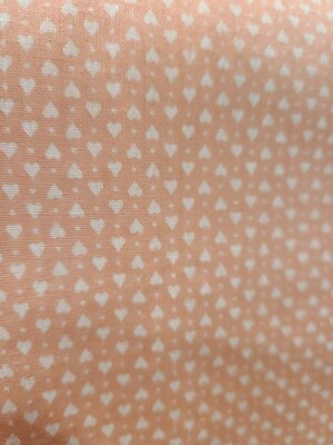 Vintage Fabric Cotton Orange Sherbet w/ White Baby Hearts & Dots  44" Wide - Image 1 of 2