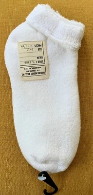 复古 Carolina Hosiery Mills 低船袜 1 对美国制造 带 9-11 全新带标签 NOS — 第 1/2 张图片
