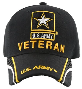 NEW! US ARMY STAR VETERAN SIDE LINE BALL CAP HAT BLACK - Picture 1 of 4