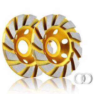 2pcs4 Inch Concrete Stone Ceramic Turbo Diamond Grinding Cup Wheel12 Segs Heav - Picture 1 of 7