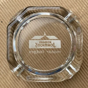 Vintage Howard Johnson's Glass Hotel Motel Ashtray White Square Clear - Picture 1 of 12