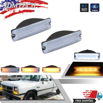 Clear Switchback LED Signal Lights for 91-93 Dodge D150 D250 D350 W150 W250 W350 - Image 1 of 4