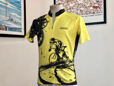 Camiseta deportiva ciclista vintage AOGDA unisex | amarilla y negra talla hombre pequeña Foto 1 de 4