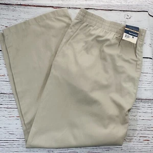 Basic Editions Womens Khaki Pants Sz 24 Short Chinos Relaxed Fit Elastic Waist - Picture 1 of 7