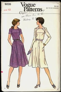 Uncut Gr. 12 B 34 Semi Fitted Flared Dress Vogue 9235 Muster Kragen Taschen Passe - Bild 1 von 2