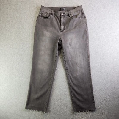 Eileen Fisher Jeans Womens SP Gray Straight Leg Crop Raw Hem High Waisted - Image 1 of 4
