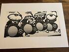 Japanese Woodblock Print by Gihachiro Okuyama Drummers Ready To Frame