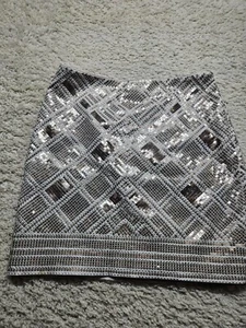 WHBM White House Black Market silber/gold Pailletten Rock Gr. 8 - Bild 1 von 9