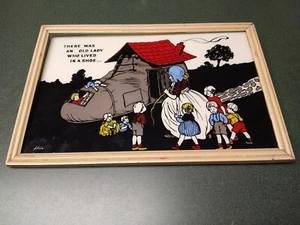 VTG Reverse Painted Picture Reliance There Was an Old Lady Who Lived in a Shoe - Picture 1 of 7
