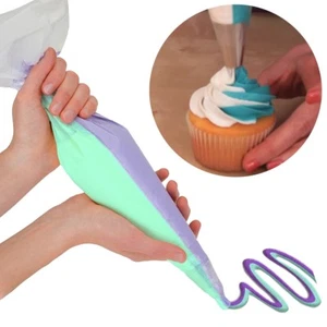 10 DUAL ICING PIPING BAGS Disposable Pastry Cake Sugarcraft Decorating Bags - Picture 1 of 4