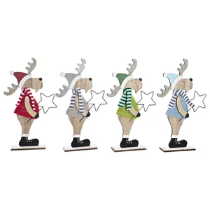 Adorno Navideño DKD Home Decor Madera Poliéster Reno [5 x 22 x 41 cm] [4 Unid - Imagen 1 de 3