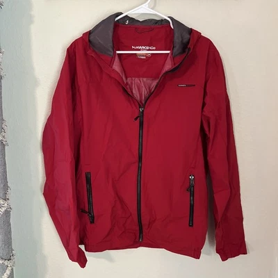 Men’s Lightweight Jacket Hooded Red Size Medium Excellent Condition Zip Pockets - Image 1 of 4