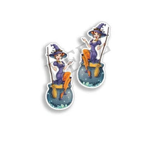 Calcomanías de vinilo de bruja y caldero de Halloween para interiores y exteriores - Juego de 2 - Imagen 1 de 2