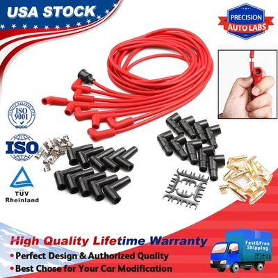 Spark Plug Wire Cable Kit For Wire Core Suppression V8 4041 90 Degree Boots 8mm — 第 1/4 张图片