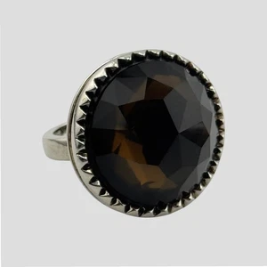 Whitney Kelly Sterling Silver 925 Smoky Quartz Round Cocktail Ring Size 8 - Picture 1 of 12
