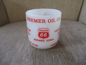 Vintage Federal weiß Milchglas Werbetasse Gas & Öl Iowa - Bild 1 von 13