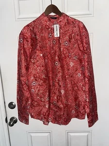 COOFANDY 2XL long Sleeve button down, red paisley Shirt LIGHTWEIGHT NWT - Picture 1 of 8