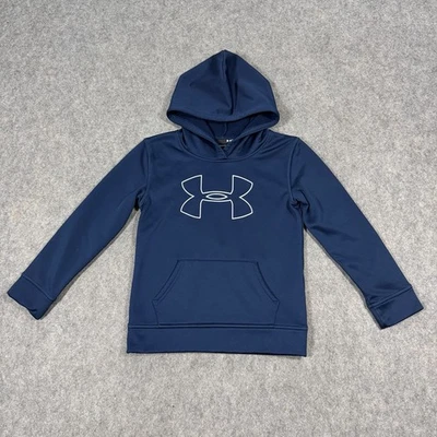 UNDER ARMOUR Long Sleeve Casual Pullover Hoodie Fit Youth Boy's Size 7 Navy Blue - Image 1 of 4