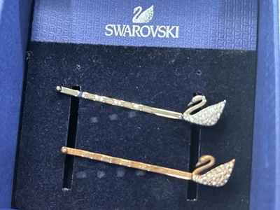 Alfileres Swarovski Cristal Two Swan Hear. Cristales de rosa y blanco. ¡Nuevo en caja! Foto 1 de 4