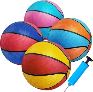 4 Packs Rubber Mini Basketballs 7 Inch Size 3 with Pump, Kids Small... - Picture 1 of 6