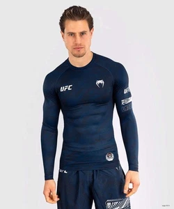 Venum Men’s Performance Long Sleeve Rashguard - Oceanic Blue Compression Fit - Picture 1 of 9