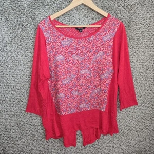 Lucky Brand Top Womens XL Red Paisley Print Scoop Neck Tee Casual Ladies - Bild 1 von 7