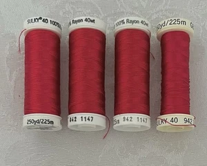 Gutermann Sulky Thread 40 Wt Rayon • Lot of 4 RED no. 1147 • Partial Spools - Picture 1 of 1
