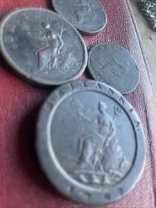 Antique Coins George 3 cartwheel penny1797 penny 1806 half penny Nova Scotia - Picture 1 of 13