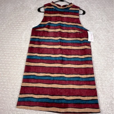 Vestido vintage de pana a rayas muy J para mujer mediano sin mangas retro terroso Foto 1 de 4