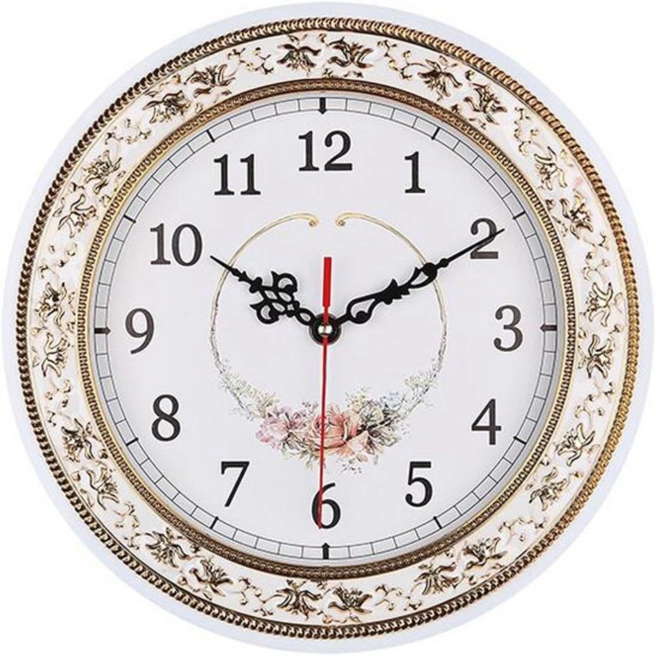 Silent Modern Quartz Flower Design 11 Inch Non Ticking Decorative Wall Clock