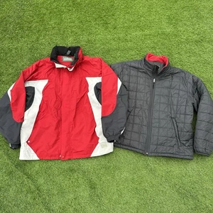 LL Bean Jacket Mens Large Red Gray 2-in-1 Winter Insulated Parka Ski Coat Hooded - Picture 1 of 12