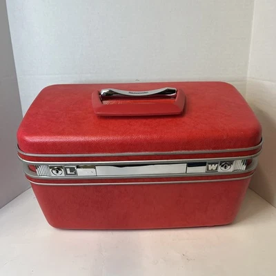 Vintage Samsonite rot Reise Kosmetik Kosmetik Kosmetik Koffer mit Spiegel ohne Tablett ohne Schlüssel - Bild 1 von 4