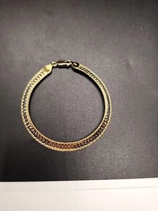 Bracciale maglia catena spina di pesce taglio diamante oro giallo 18 carati su argento sterling - Foto 1 di 10
