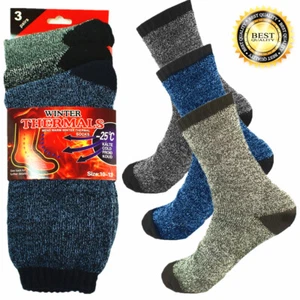 3 Pairs Mens Winter Thermal Super Warm Heated Socks Heavy Duty Boots Size 10-13 - Picture 1 of 3