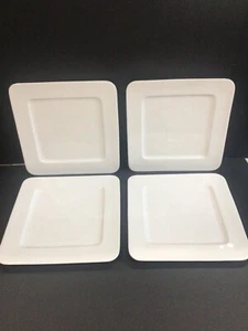Hotel Collection by Macy's 4 Square Dinner Plates Bone China White 10.75” - Picture 1 of 4