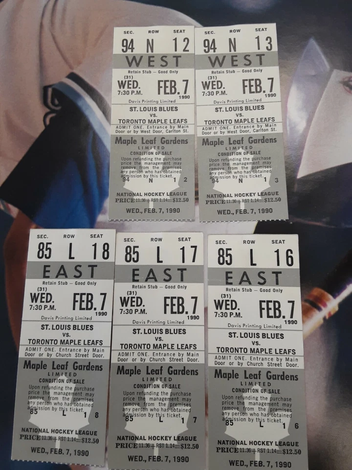 5-1990 FEB 7  UNUSED Toronto Maple Leafs ticket stub WEST Sec 94 Row N seat 12** - Image 1 of 1