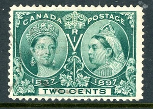 Canada 1897 QV Jublilee 2¢ Dark Green Scott #52 VFU P14 - Picture 1 of 6