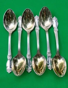 Silver plated Soviet cupronickel teaspoons Set of 6 pcs. USSR "ROSЕ" MNTs Vintag - Picture 1 of 13