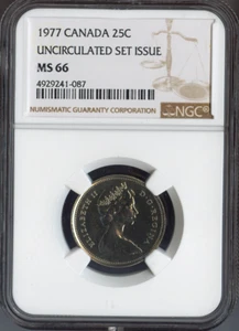 1977 Canada 25 Cents 25C NGC MS66 Quality - Picture 1 of 2