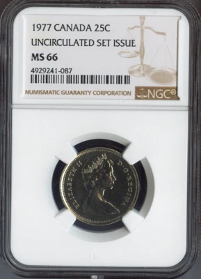 1977 Canada 25 Cents 25C NGC MS66 Quality - Image 1 of 2