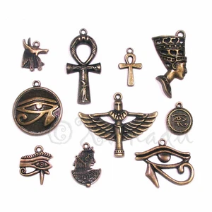 Ägyptische Charms Set 10-teilig Bronze Ägypten Anhänger Mix CM052022 - 10, 20 oder 50 Stck. - Bild 1 von 3
