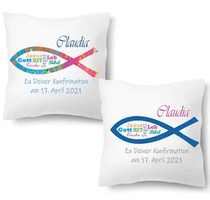 KONFIRMATION KISSEN PERSONALISIERT MIT NAMEN﻿ GESCHENK |FOTOKISSEN | BEDRUCKTES  - Bild 1 von 7