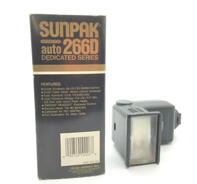 Flash Sunpak Auto 266D para Minolta/Ricoh TTL Nuevo Antiguo Stock #Nacy Shoe Mount Foto 1 de 4
