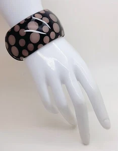 B001 Grob Breit 1,5 Zoll Klar Tupfen Druck Kunststoff Armreif Mode Armband - Bild 1 von 8