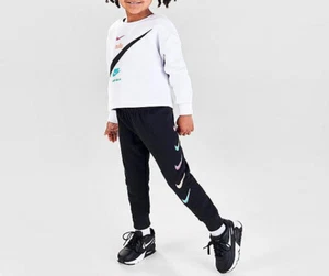 Nike Toddlers Girls Black/White Repeat Swoosh Hoodie&Jogger Set(36J160-023) 6&6X - Picture 1 of 6