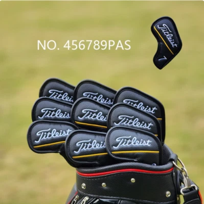 9Pcs TS Golf Club Iron Head Covers Leather Magnetic 456789PAS - Image 1 of 4