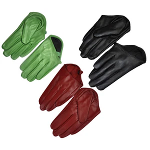 Guanti donna sexy classici 5 dita mezzo palmo vera pelle 3 colori - Foto 1 di 12